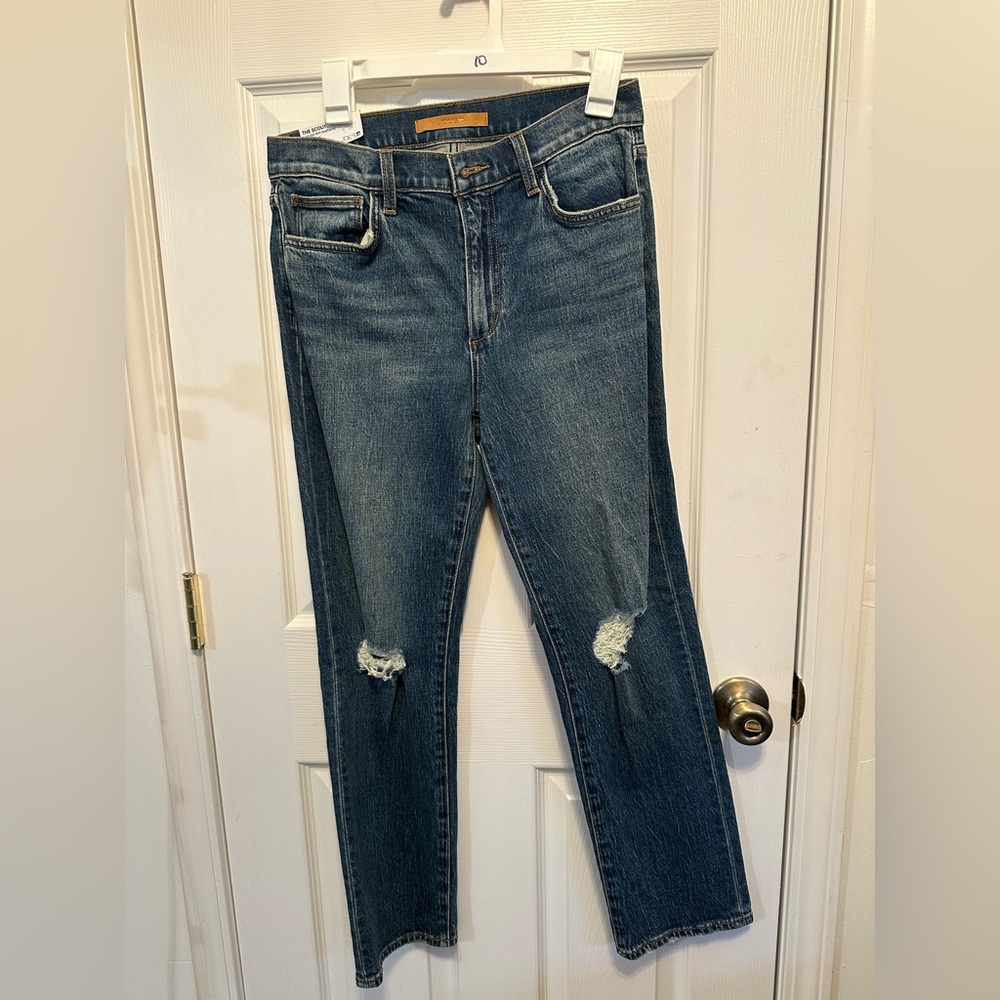 Joe's Jeans Medium Blue Skinny Jeans with Knee Distress